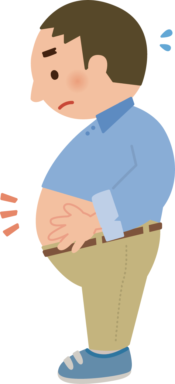 体型を気にする男性のイラスト