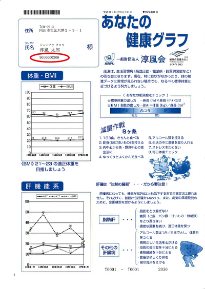 健康診断個人通知書の用紙