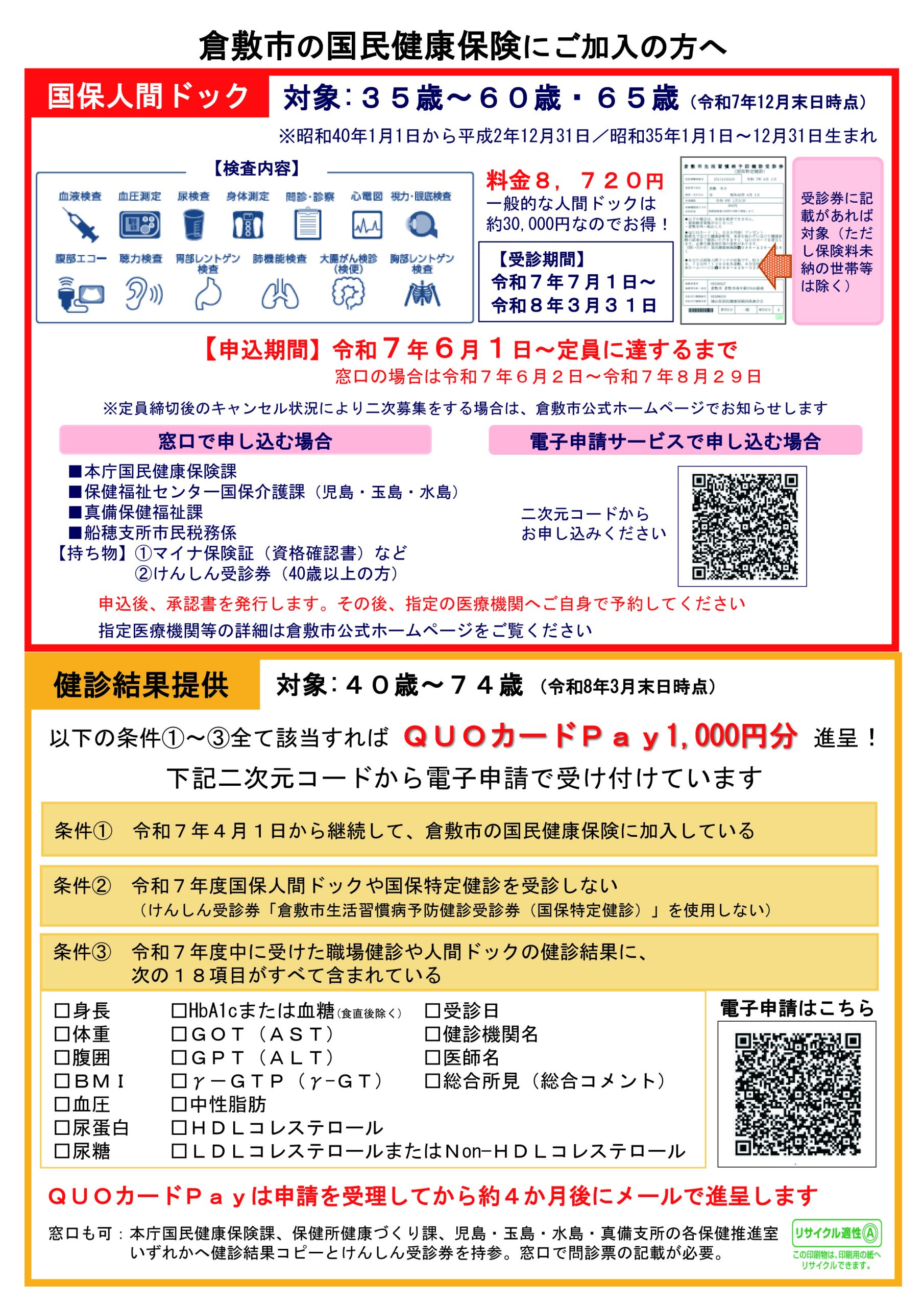 倉敷市国保人間ドック