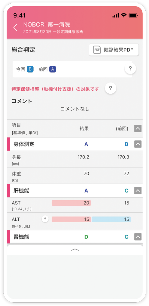 NOBORIの判定画面